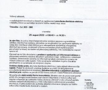 Planovana odstavka elektrickej energie