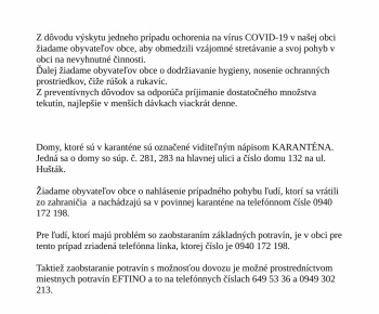 oznam korona