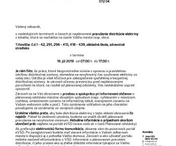 Planovana odstavka elektrickej energie 07