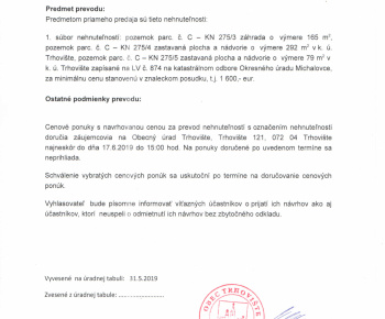 zamer predaja 275/3 275/4 275/5