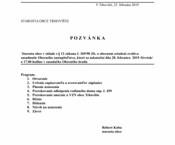 Obecné zastupiteľstvo 12.4.2018