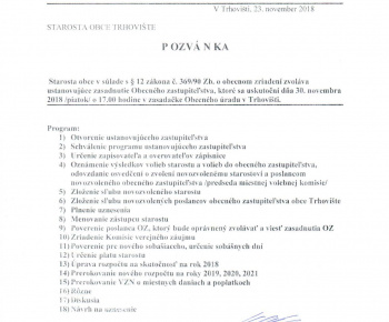 Obecné zastupiteľstvo 30.11.2018
