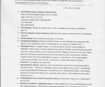 Výzva na predloženie cenovej ponuky - telovychovna jednota