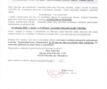Oznamenie o prerokovani UP 02/2020